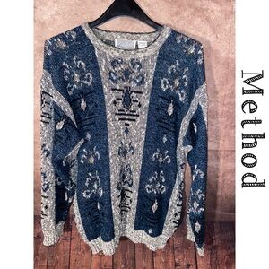 Method Sweater Men's L Knit Acrylic Crew Neck Sweater-VINTAGE!!!